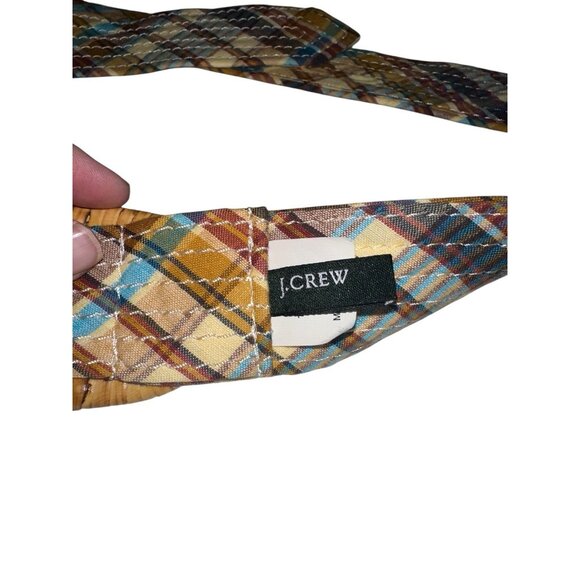 J. Crew Womens Size S/M Fabric Belt Multi Color Plaid Woven Wicker Buckle Preppy - Picture 4 of 6